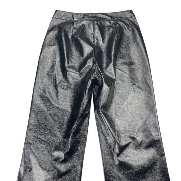 Aritzia Wilfred Vegan Leather Vinyl High Rise Straight Pant In Black Size 6 - Picture 6 of 6